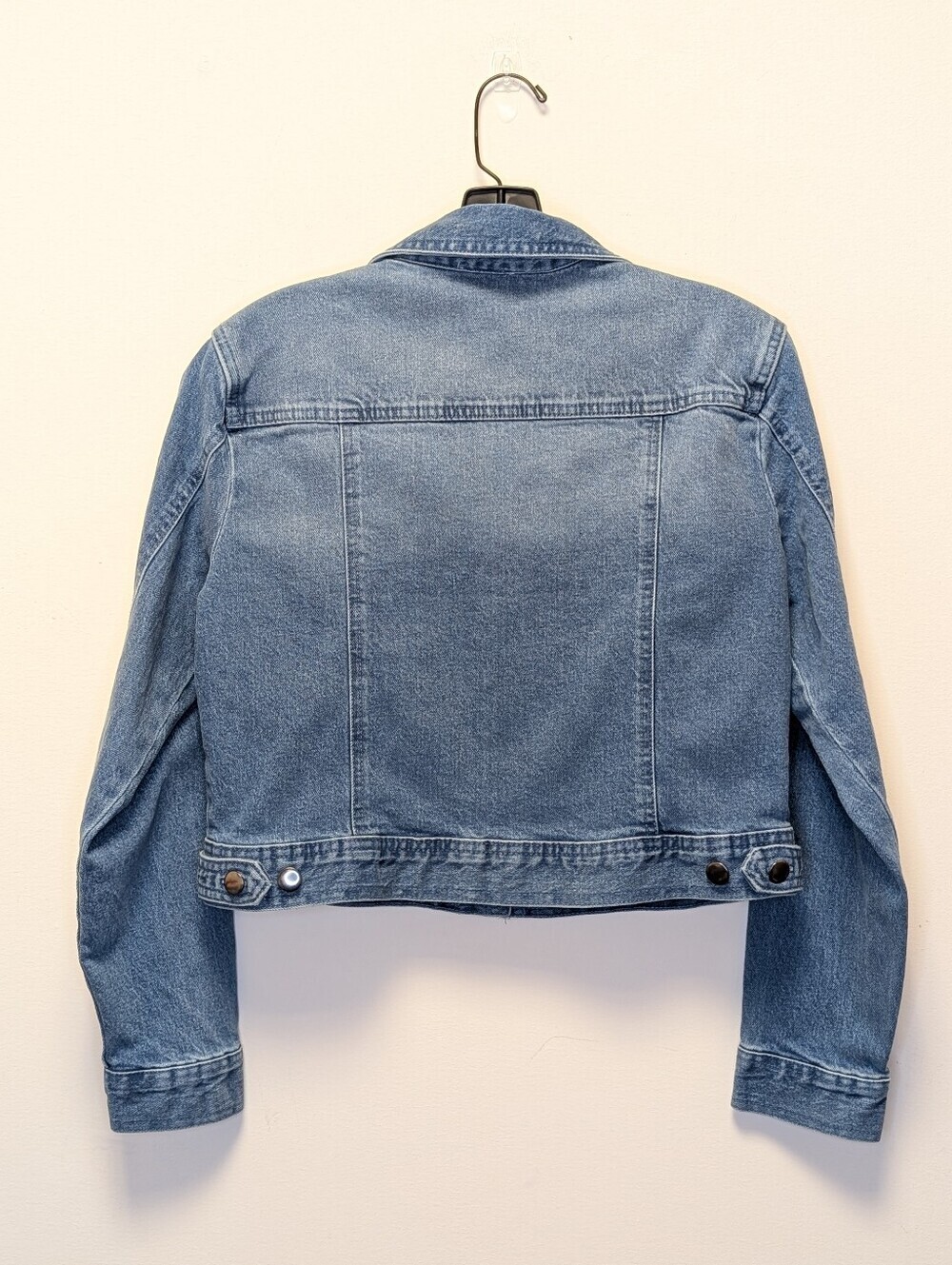Nicole Miller NY Cropped Denim Jacket Medium Wash Stretch Trucker M - Picture 2 of 12